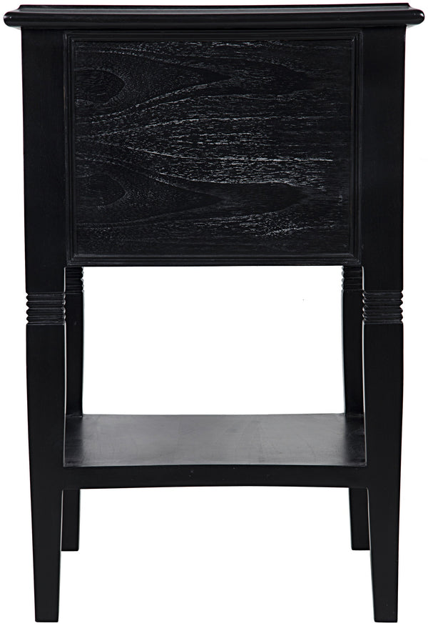Oxford 2-Drawer Mahogany Side Table in Hand-Rubbed Black with Brass Pulls