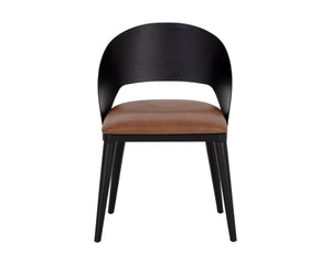 DEZIRAE DINING CHAIR - BLACK - COGNAC LEATHER