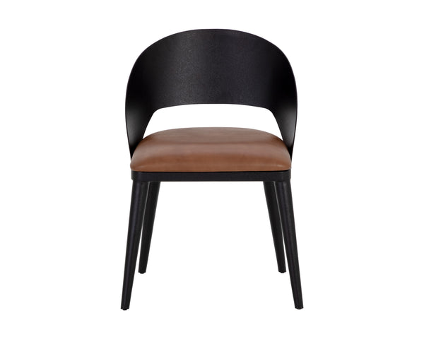 DEZIRAE DINING CHAIR - BLACK - COGNAC LEATHER