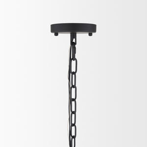Edie Matte Black Metal w/ Frosted Glass Globes 6-Light Chandelier