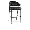Umbria Leather Bar Stool with Iron Legs - Midnight Raven