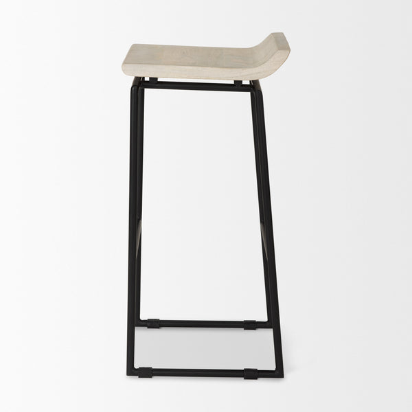 Givens 14.0L x 15.8W x 31.8H Natural Wood W/Black Metal Frame Bar Stool