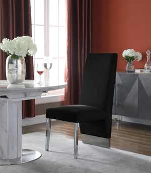 Stanley Dining Chair In Black Velvet and Chrome