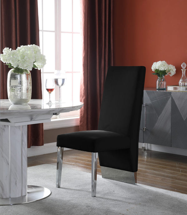 Stanley Dining Chair In Black Velvet and Chrome