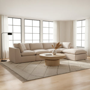 Moe's Cates Ottoman Pebble, Frameless Foam Design
