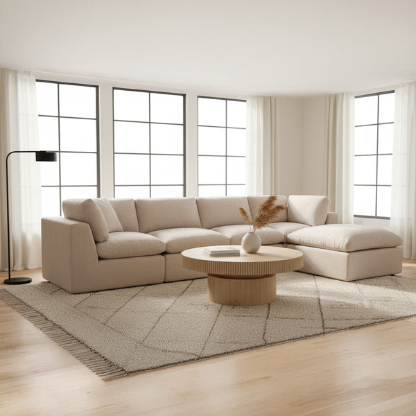 Moe's Cates Ottoman Pebble, Frameless Foam Design