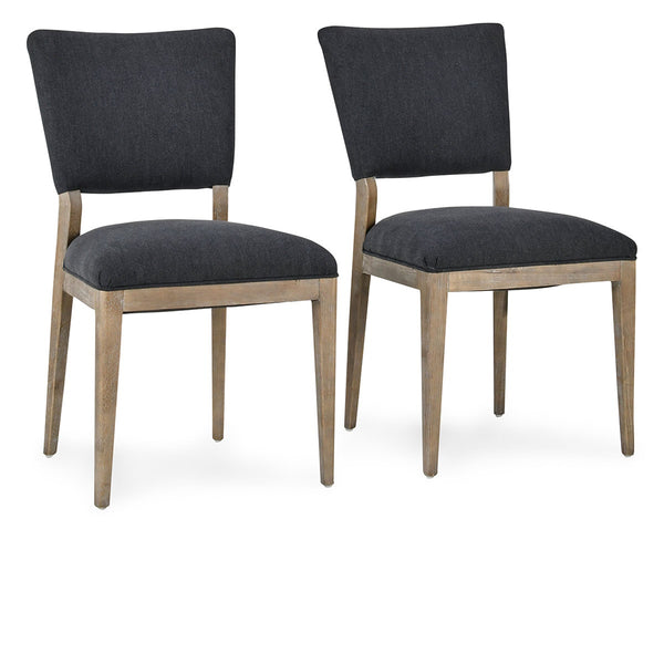 Phillip Upholstered Dining Chair Set of 2 - Linen Blend, Wood Frame