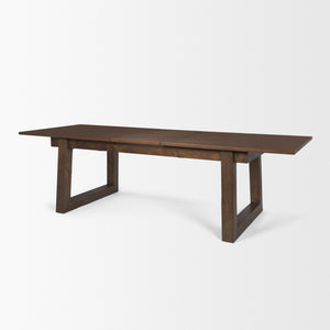 Takota Dark Brown Rectangular Oak Wood w/ Birch Wood Legs Extendable Dining Table