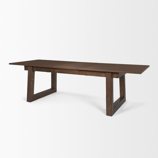 Takota Dark Brown Rectangular Oak Wood w/ Birch Wood Legs Extendable Dining Table