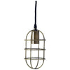Hines I 4x8 Antiqued-Brass Metal Cage Pendant Light