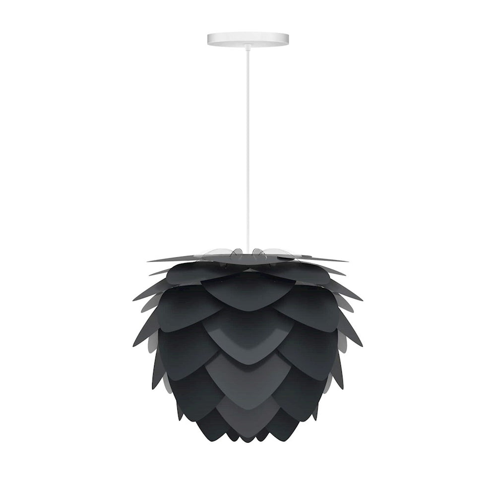 Aluvia Mini Hardwired Pendant in Anthracite with White Cord