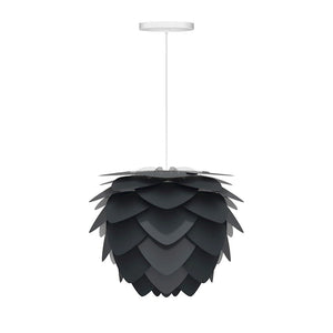Aluvia Mini Hardwired Pendant in Anthracite with White Cord
