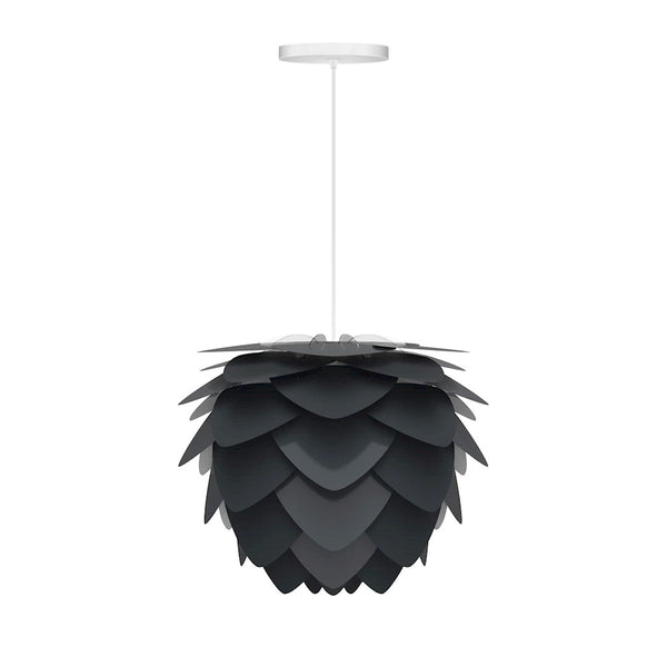 Aluvia Mini Hardwired Pendant in Anthracite with White Cord