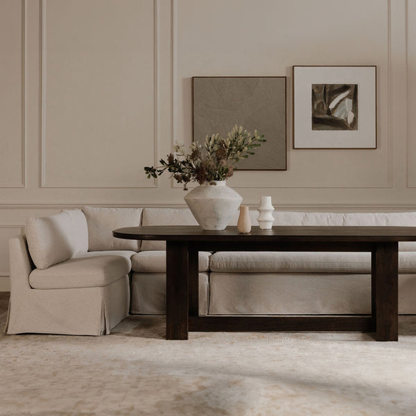 Moe's Fable Slipcover L-Shape Dining Banquette, 96" Beige