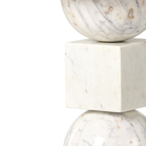 Neda End Table - Polished White Marble