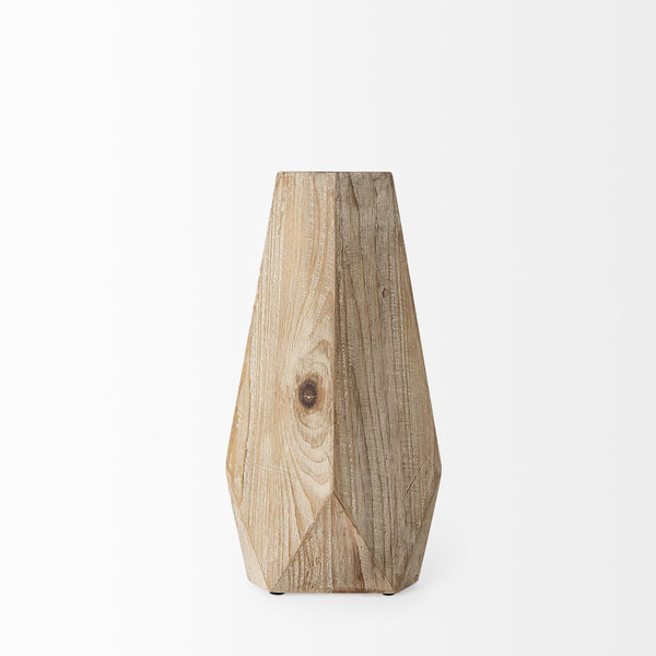 Allen II Small Natural Wooden Base Oval Vase