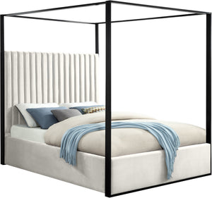 Daniel King Bed In Cream Velvet