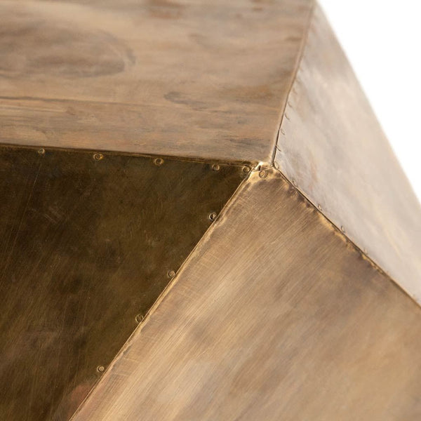 Exagoni 26" x 18.5" Hexagonal Brass Plated Hexagonal End/Side Table