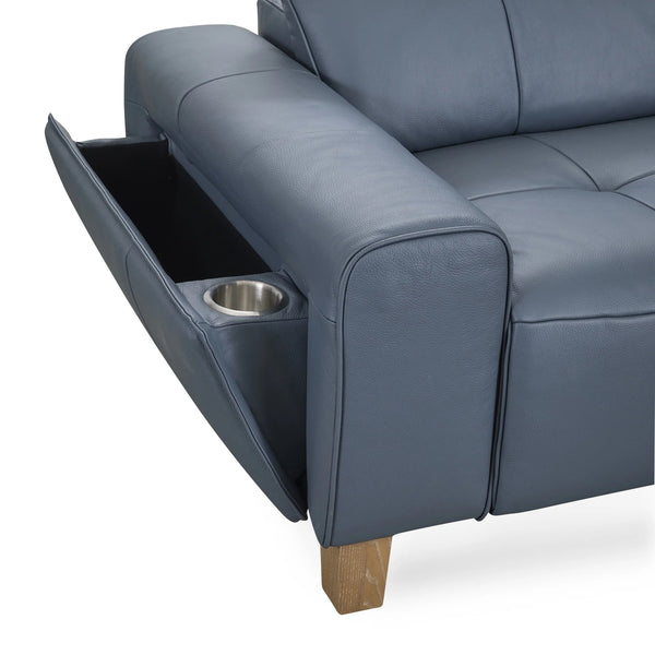 Alea Leather Power Recliner Sofa - Smoke Blue
