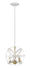 Cavallo 3 Light Pendant in Hammered White + Olde Brass Finish