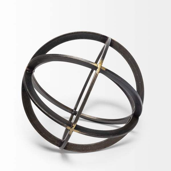Galenna II (Medium) 9L x 9W Black Metal Circular Decorative Orb