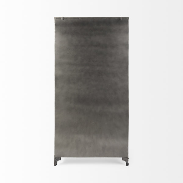 Poppy II 73.8" H Black Metal With Glass Door Display Cabinet