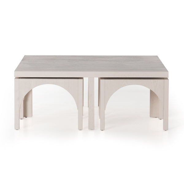 Amara Coffee Tbl W/Nesting Arch Stls In Wht