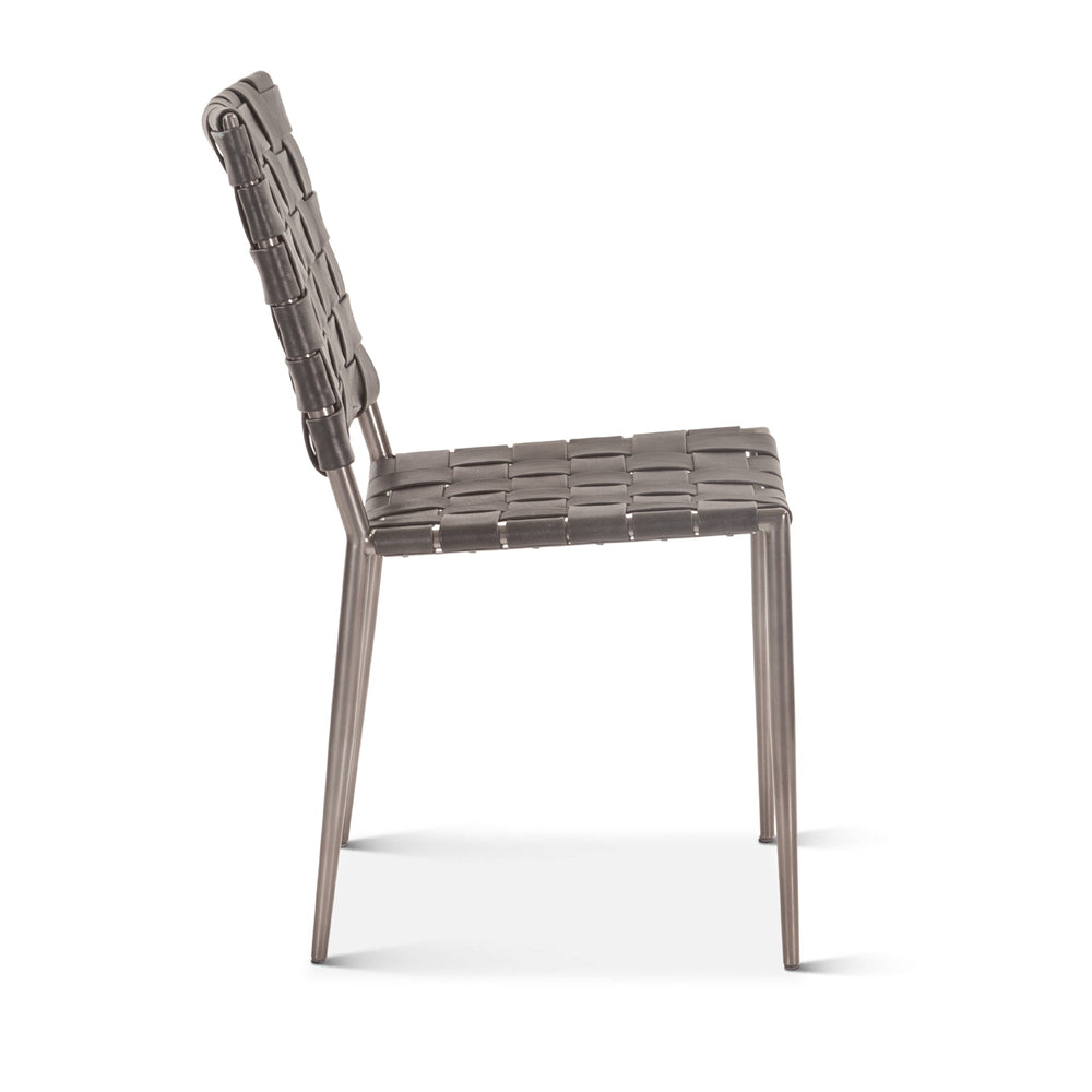 Copenhagen 18" Buffalo Leather and Iron Dining Chair, Black
