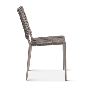 Copenhagen 18" Buffalo Leather and Iron Dining Chair, Black