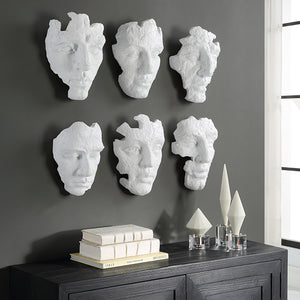 Self-Portrait White Mask Wall Decor, Set/6