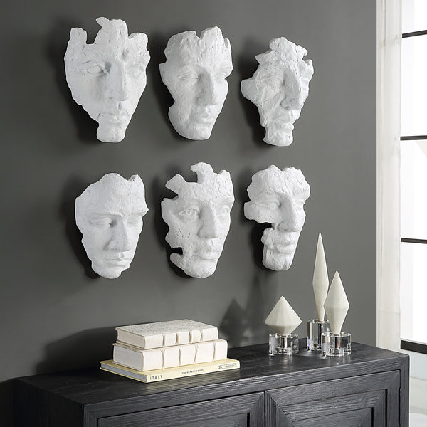 Self-Portrait White Mask Wall Decor, Set/6