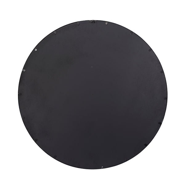 Refined Iron Round Wall Mirror, Black