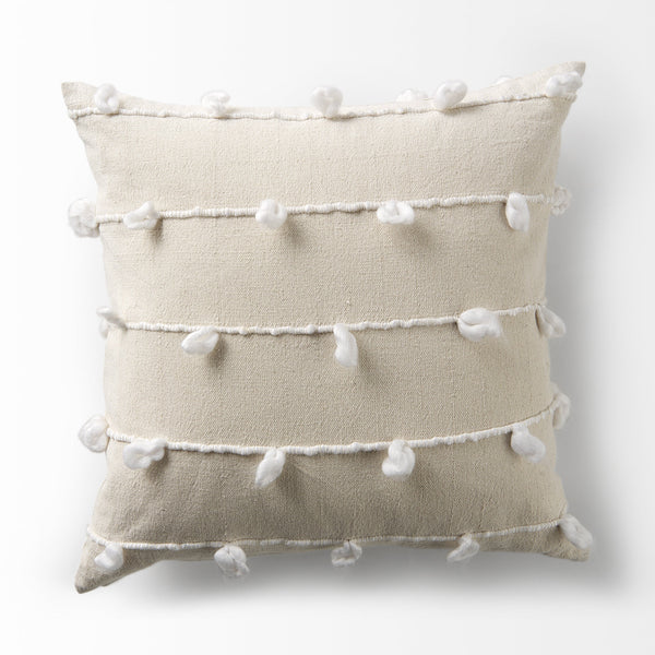Erica 20 x 20 Cream With White Detail Decorative Pillow Cover