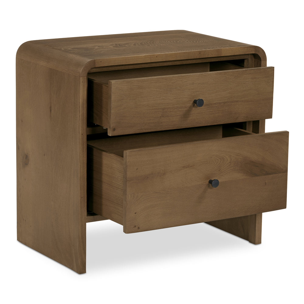 Riley Nightstand with Waterfall Edge in Oak