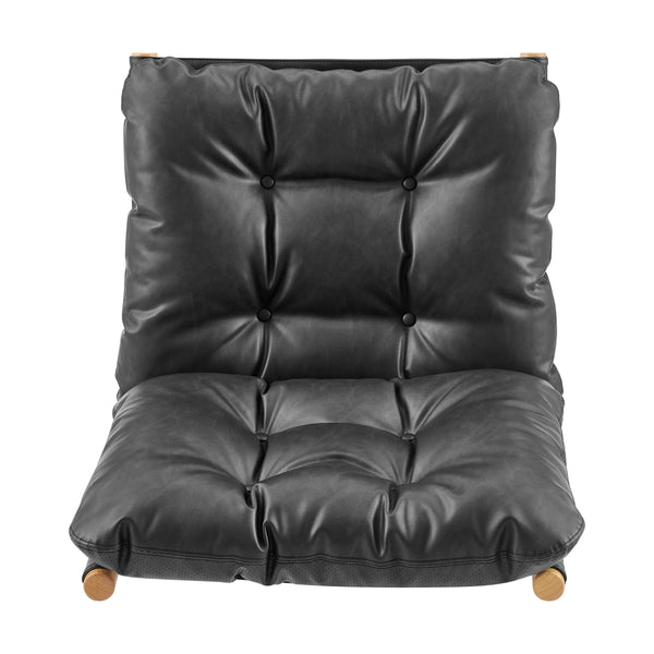 Oswald Faux Leather Tufted Accent Chair, Casa Black