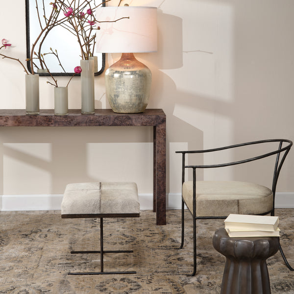 Archer Burl Wood Console, Grey