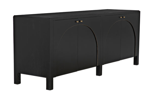 Weston Sideboard, Hand Rubbed Black with Light Brown Trim