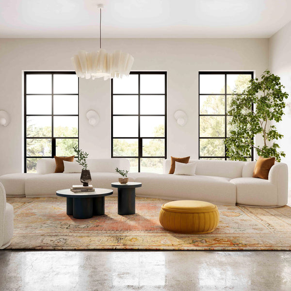Fickle Cream Boucle 5-Piece Modular Chaise Sectional