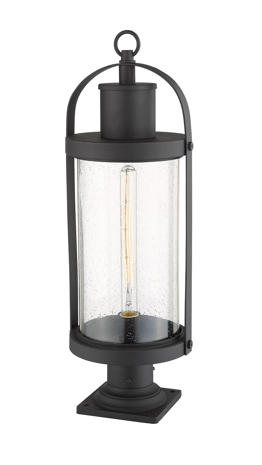 Roundhouse 1 Light Outdoor Pier Mounted Fixture in Black Finish