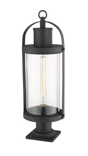 Roundhouse 1 Light Outdoor Pier Mounted Fixture in Black Finish