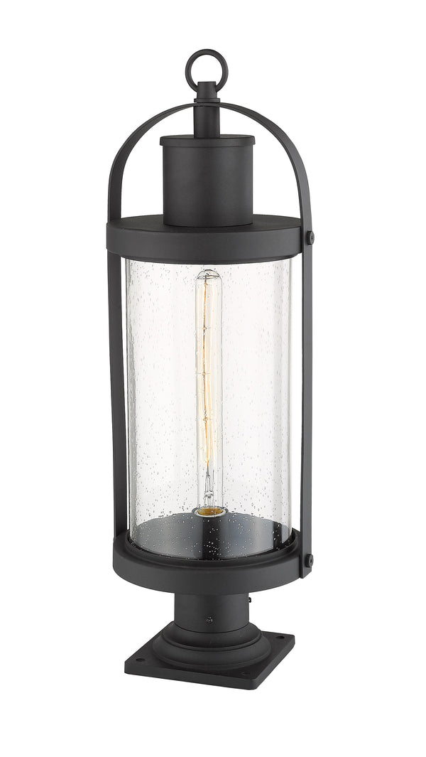 Roundhouse 1 Light Outdoor Pier Mounted Fixture in Black Finish