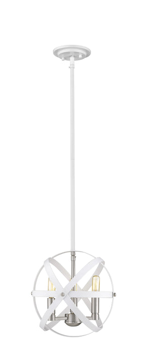 Cavallo 3 Light Chandelier in Hammered White + Brushed Nickel Finish
