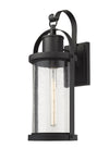 Roundhouse 1 Light Outdoor Wall Sconce in Black Finish