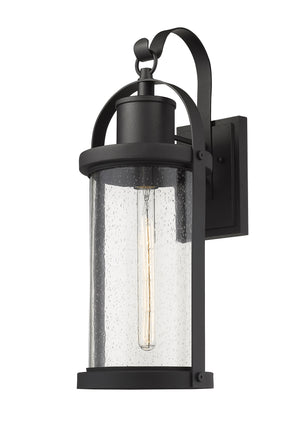 Roundhouse 1 Light Outdoor Wall Sconce in Black Finish