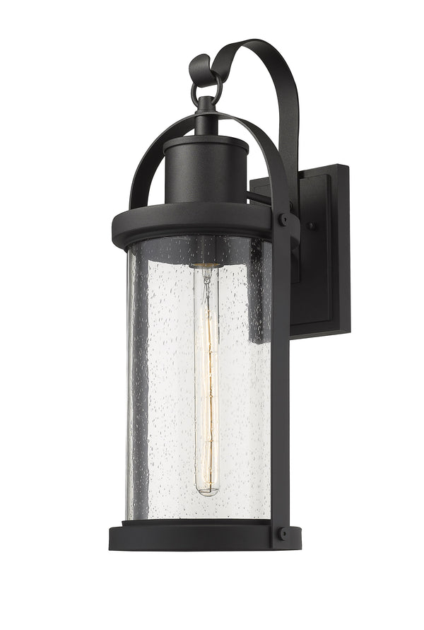 Roundhouse 1 Light Outdoor Wall Sconce in Black Finish