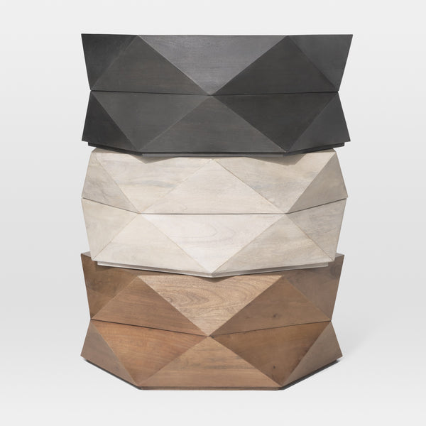 Arreto Hexagonal Hinged Solid Wood Top and Base Coffee Table