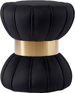 Roberta Ottoman/Stool In Black Velvet