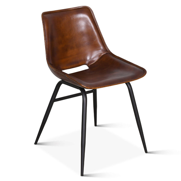 Essex 18" Leather Dining Chair, Antique Whiskey