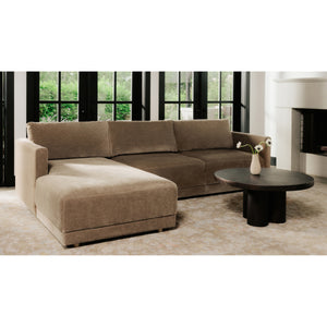 Bryn Camel Left Sectional Sofa with Oak Legs
