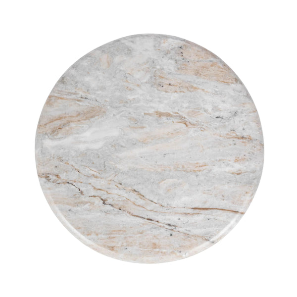 Huxley Marble Round Accent Table with Rusty Gray Veining